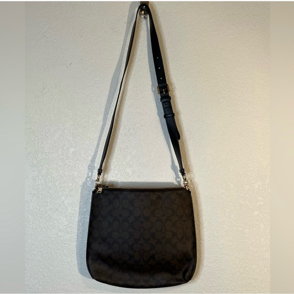 Coach Mae Signature โCโ brown & black crossbody adjustable strap purse bag! EUC - Picture 5 of 10